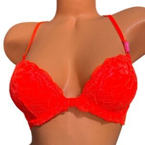 Victoria’s Secret Pink Date Push Up Padded racerback front closure bra orange